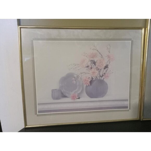 Set of 2 Vintage Floral Pastel Prints – Framed Botanical Wall Art Wall Decor Art - Picture 3 of 4